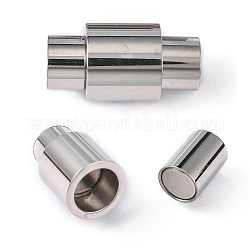 Chiusure magnetiche lisce 304 in acciaio inossidabile con estremità da incollare, colonna, colore acciaio inossidabile, 20x10mm, Foro: 6 mm