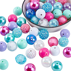 Set di perline grosse in acrilico colorato per bambini, tondo, per bambini gioielli fai da te collana bracciali gioielli, colore misto, 19.5~20x18~19mm, Foro: 2.5~2.8 mm