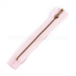 Bekleidungszubehör, Nylon-Reißverschluss mit geschlossenem Ende, mit Metallreißverschluss, Reißverschluss-Komponente, Antik Bronze, rosa, 18.8~19.2x2.8x0.2 mm