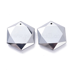 Anhänger aus Terahertz-Stein, facettiert, Hexagon, 34.5x30x7.5 mm, Bohrung: 1 mm
