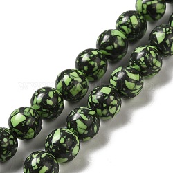 Synthetische, mit Edelsteinen gefärbte Perlenstränge, Runde, hellgrün, 10 mm, Bohrung: 1.6 mm, ca. 38 Stk. / Strang, 14.76'' (37.5 cm)