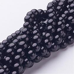 Fili di perline mashan giada tondo naturale, tinto, nero, 6mm, Foro: 1 mm, circa 69pcs/filo, 15.7 pollice