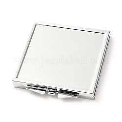 DIYの鉄製の化粧鏡  レジンDIY用  正方形  ステンレス鋼色  6.75x6.05x0.75cm  穴：1.6mm  トレイ：54x54mm