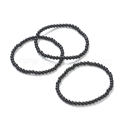 Bracciali elastici con perle di vetro rotonde per ragazze adolescenti, nero, perline: 4~5 mm, diametro interno: 2-1/4 pollice (5.65 cm)