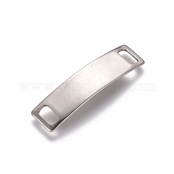Conectores de enlaces de acero inoxidable 201, estampar etiqueta en blanco, Rectángulo, color acero inoxidable, 6x24.5x0.5mm, agujero: 4x2 mm