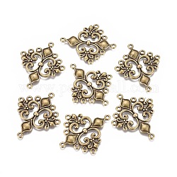 Tibetan Style Chandelier Component Links, Lead Free and Cadmium Free, Rhombus, Antique Bronze, 35x29x2mm, Hole: 1.5mm.