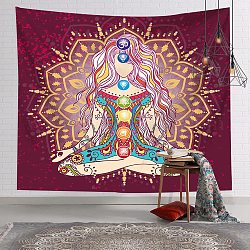 Bunte indische Wandteppiche mit Mandala-Yoga, Böhmischer Wandteppich aus Polyester, für Schlafzimmer-Wohnzimmer-Dekoration, Rechteck, Yoga-Muster, 1300x1500 mm