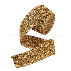 Strass hotfix in resina glitterata (adesivo hot melt sul retro), rifiniture in strass, accessori costume, oro, 29.5x2.3mm, circa 0.91m / iarda