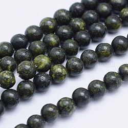 Natürliche Serpentin / grüne Spitze Stein Perlen Stränge, Runde, 8 mm, Bohrung: 1 mm, ca. 47 Stk. / Strang, 14.5 Zoll (37 cm)