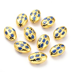 Perle di quarzo naturale, con i risultati in ottone dorato, tinto, ovale, blu, 26~27x16.5~17.5x11.5~13mm, Foro: 0.8 mm