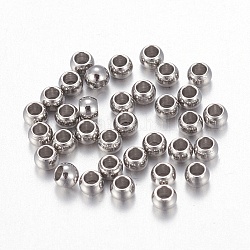 Perles en 202 acier inoxydable, ronde, couleur inoxydable, 2x1.5mm, Trou: 1mm