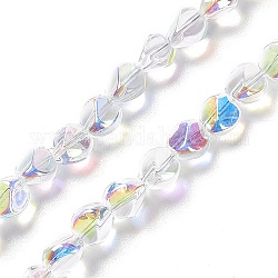 Chapelets de perles en verre électroplaqué, de couleur plaquée ab , pépites, clair ab, 7x6.5x6mm, Trou: 0.9mm, Environ 90 pcs/chapelet, 24.41 pouce (62 cm)