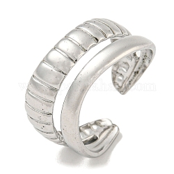 304 anello a polsino aperto a doppia linea in acciaio inox, colore acciaio inossidabile, misura degli stati uniti 8 1/4 (18.3mm)