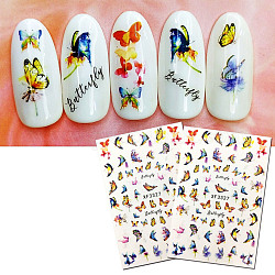 Foil Transfer Autumn Nail Art Sticker, Watermark Small Daisies Flower Designs Decals, for Women Girls DIY Nail Art Decoration, Butterfly Pattern, 96x64mm