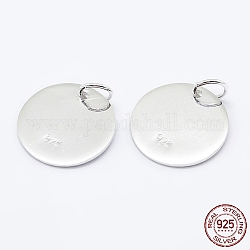 925 стерлингов серебряные подвески, плоские круглые подвески, с 925 маркой, серебряные, 10x0.6 мм, отверстие : 3 мм