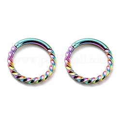 Orecchini a cerchio ad anello attorcigliato con placcatura ionica (ip) per ragazze donne, grosso 304 orecchini in acciaio inossidabile, colore arcobaleno, 11x1mm, 18 gauge (1 mm)
