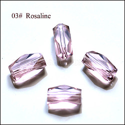 Abalorios de cristal austriaco de imitación, aaa grado, facetados, columna, rosa, 8x5.5mm, agujero: 0.7~0.9 mm