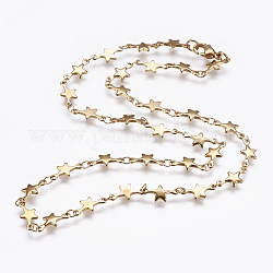 304 Stainless Steel Chain Necklaces, with Lobster Claw Clasps, Star, Golden, 17.7 inch(45cm)
