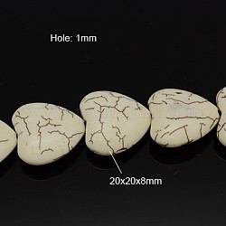 Fili di perline di magnesite sintetica, cuore, bianco, 20x20x8mm, Foro: 1 mm, circa 22pcs/filo, 15.9 pollice, su 13 fili / 1000 g