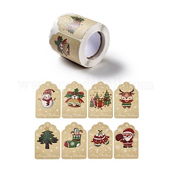 Adesivi in rotolo poligonale a tema natalizio, adesivi per etichette regalo in carta autoadesiva, per il partito, regali decorativi, colore misto, 60x40x0.1mm, su 300pcs / rotolo