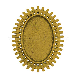 Vintage Tibetan Style Alloy Brooch Cabochon Settings, Lead Free & Cadmium Free & Nickel Free, Antique Golden, Oval Tray: 30x20mm, 43x34x2.5mm, Pin: 0.5mm