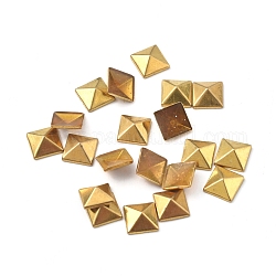 Hierro hotfix de latón sobre remaches, tachuelas piramidales con parte posterior plana, pegamento plano en tachuelas, dorado, 6x6x2.3mm