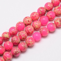 Round Natural Regalite Beads, Dyed, Hot Pink, 4mm, Hole: 1mm, about 95pcs/strand, 15.7inch