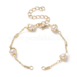 Messingkette Armband machen, mit Perlenimitat aus Acryl und Karabinerverschluss, für Link-Armband machen, golden, 6-1/8 Zoll (15.5 cm)