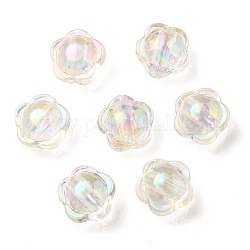 Placage uv perles acryliques irisées arc-en-ciel, perle bicolore en perle, fleur, clair, 12x12.5x8.5mm, Trou: 2.5mm