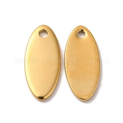 Placcatura ionica (ip) 304 pendente in acciaio inossidabile, fascino ovale, vero placcato oro 18k, 20x9x1.5mm, Foro: 1.8 mm