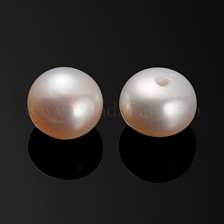 Natural Cultured Freshwater Pearl Beads, Half Drilled, Rondelle Bisque, 7~7.5x5mm, Hole: 0.8mm