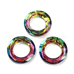 Anillos de unión de vidrio electrochapado, anillo cósmico de cristal, anillo prisma, facetados, espalda plateada, anillo redondo, colorido, 30x6.5mm, diámetro interior: 17 mm