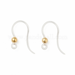Crochets de boucle d'oreille en résine transparente, avec 316 perles rondes en acier inoxydable et boucle horizontale, or, 16x12x3mm, Trou: 1.2mm, 21 jauge, pin: 0.7 mm