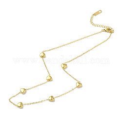 Placcatura ionica (ip) 304 collana a catena a maglie di cuore in acciaio inossidabile da donna, oro, 15.75 pollice (40 cm)