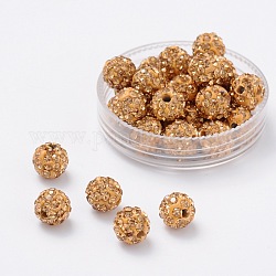 Perles de boule pavé disco , Perles de strass en argile polymère, ronde, Light Colorado Topaz, 8mm, Trou: 1mm