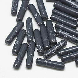 Синтетических бирюзовый кабошон, окрашенные, колонка, чёрные, 13x3 мм