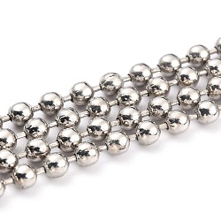 Cadenas de bolas de latón hechas a mano, soldada, con carrete, plata, 2.5mm, 32.8 pie (10 m) / rollo