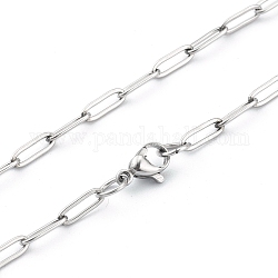 304 cadena de clip de acero inoxidable, collares de cadena cable alargados dibujados, con cierre de langosta, color acero inoxidable, 19-5/8 pulgada (49.8 cm)