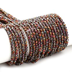 Trasparenti perle di vetro placca fili, mezzo placcato, tondo sfaccettato, arcobaleno placcato, 3x2.5mm, Foro: 0.7 mm, circa 149pcs/filo, 14.57'' (37 cm)