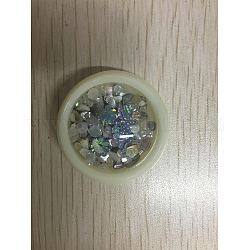 Nail Art Decoration Accessories, with Resin Cabochons, Shell Chip, Flat Back Acrylic Rhinestone Cabochons and Plastic Bead Storage Containers, Blue, 39x15.5mm, Inner Diameter: 29mm, Clear Window: about 28mm