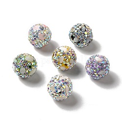 Polymer Ton Strass Perlen, mit imitierten Edelsteinsplittern, Runde, Mischfarbe, 16x17 mm, Bohrung: 1.8 mm