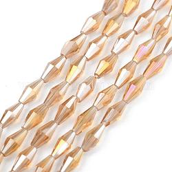 Perles en verre transparentes, Toupie, de couleur plaquée ab , facette, Pérou, 8x4mm, Trou: 0.8mm, Environ 70 pcs/chapelet, 20.47 pouce (52 cm)
