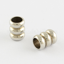 Perles de colonne en acier inoxydable, Perles avec un grand trou   , couleur inoxydable, 6x6mm, Trou: 3.5mm