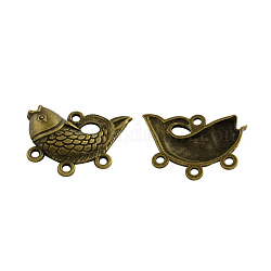 Tibetan Style Alloy Fish Chandelier Componentss, Cadmium Free & Nickel Free & Lead Free, Antique Bronze, 22x29.5x5mm, Hole: 2mm, about 310pcs/1000g