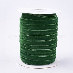Односторонняя бархатная лента, зелёные, 3/8 дюйм (9.5~10 мм), о 50yards / рулон (45.72 м / рулон)