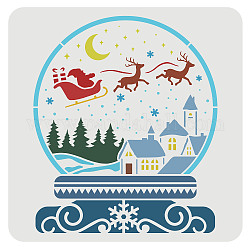 FINGERINSPIRE Christmas Themed Crystal Ball Decoration Stencil 30x30cm Santa Sleigh House Pattern Large Painting Reusable Mylar Template for Wall Wood Window Signs Christmas Home Decor