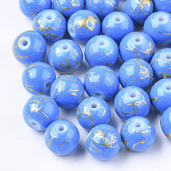 Строковые стеклянные бусины, круглые, спрей-окрашенный стиль, Плут синий, 8 мм, отверстие : 1.5 мм