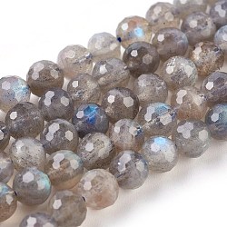 Chapelets de perles en labradorite naturelle , facette, ronde, 6~7.5mm, Trou: 0.8mm, Environ 53~58 pcs/chapelet, 15.3 pouce (39 cm)