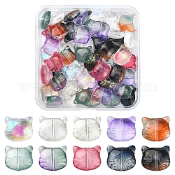 50 pièces 10 couleurs perles de verre, pour la fabrication de bijoux, chat, couleur mixte, 12.5x14x6.5mm, Trou: 1mm, 5 pcs / couleur