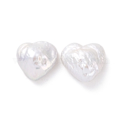 Perles de perles keshi naturelles, perle de culture d'eau douce, pas de trous / non percés, cœur, blanc antique, 11.5~13x12.5x3.5~4.5mm
